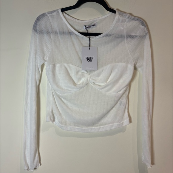 NWT Princess Polly November Long Sleeve Top in White US 4 - Picture 5 of 9